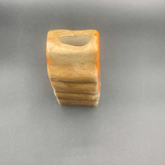 Ceramic Orange Roofed Crackled House Vase Embossed Green Windows & Yellow Door - Picture 5 of 7